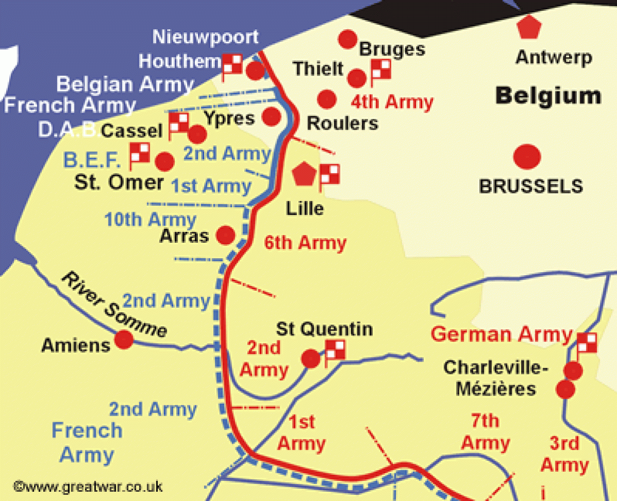 Western Front Map Western Front World War 1 Map