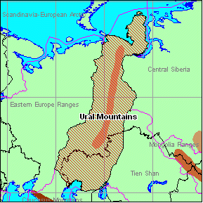 ural mountain range map