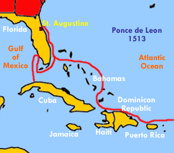 Juan Ponce De Leon Biography Explorer SchoolWorkHelper   Ponce De Leon Route 