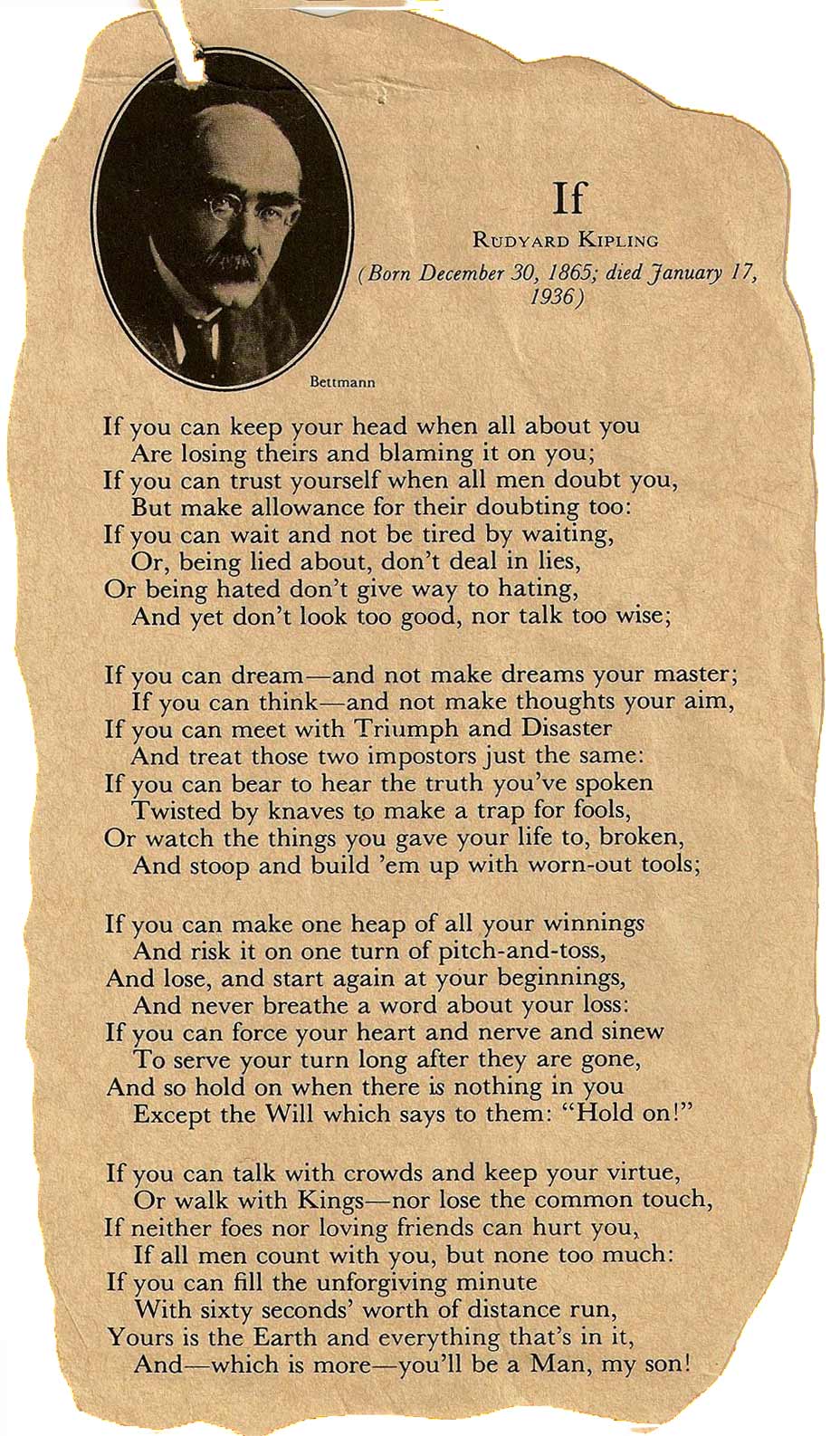 If Rudyard Kipling Poem Analysis SchoolWorkHelper