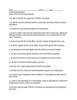 Earth Sciences Study Guide: Atmospheres