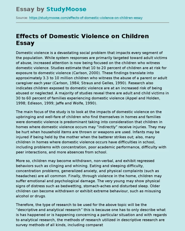 Essay: Effects of Domestic Violence